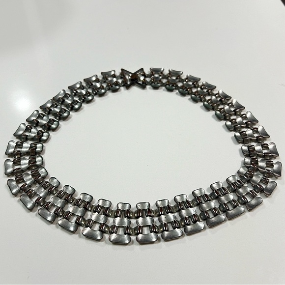 Panther Link / 5 Row Brick Link Chain Collar Necklace 17.5” - Picture 12 of 16
